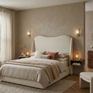 Cabeceira Cama Casal Petala 160cm Orgânica Curva Bouclê Off White - Montanari s Decor Cabeceira Cama Casal Petala 160cm Orgânica Curva Bouclê Off White - Montanari s Decor