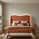 Cabeceira Cama Casal Petala 195cm Orgânica Curva Bouclê Terracota - Montanari s Decor Cabeceira Cama Casal Petala 195cm Orgânica Curva Bouclê Terracota - Montanari s Decor
