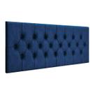 Cabeceira Cama Casal Queen Box Estofada 1,60 CAPITONÊ Suspensa - Azul Suede