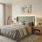 Cabeceira Cama Casal Queen Size Livia 160cm Orgânica Curva Bouclê Verde - Montanari s Decor