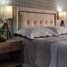 Cabeceira Cama Casal Veneza 05 Diamond Suede Bege 60 RBL