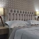 Cabeceira Cama King Capitonê 1896 Suede Bege 60 RBL