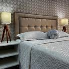 Cabeceira Cama King Veneza 05 Diamond 2 Com Tachas Linho Bege 120 RBL