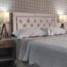 Cabeceira Cama Queen Capitone Luxor Suede Bege 120 RBL