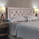 Cabeceira Cama Queen Capitone Luxor Suede Bege 60 RBL