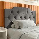 Cabeceira Capela Solteiro Capitonê Estofada Suede Dobrável Espuma Premium Design Clássico - Cinza