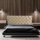 Cabeceira Capitonê Suede Liso Bege Queen 160 X 60