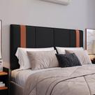 Cabeceira Casal 140cm Suspensa Paris Com Detalhe Em Couro