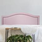 Cabeceira Casal 140x60cm material sintético Curva Luxo Rosa/Fumê Cabeceira Casal 140x60cm material sintético Curva Luxo Rosa/Fumê