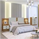 Cabeceira Casal Com 2 Mesas De Cabeceira Rubi Cinamomo Off White