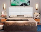 Cabeceira Casal com 4 detalhes Suspensa Moderna - 140 CM - Branco material sintético