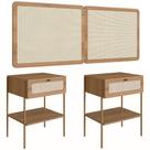 Cabeceira Casal e Queen Com 2 Mesas Laterais Arlo A10 Hanover/Dourado - Mpozenato