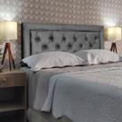 Cabeceira Casal Estofada Capitone Luxor Suede Cinza 140 x 120 RBL