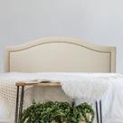 Cabeceira Casal Estofada para Cama Box Curva Luxo com Tachas 140x60cm Branco Off White/Prata Cabeceira Casal Estofada para Cama Box Curva Luxo com Tachas 140x60cm Branco Off White/Prata