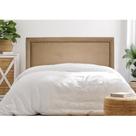 Cabeceira Casal Estofada para Cama Box Reta Luxo com Tachas 140x60cm Bege/Fumê