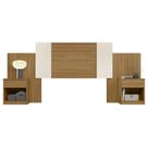 Cabeceira Casal Extensível e Mesas Cany Flex M07 Off/Cinza/Freijó - Mpozenato