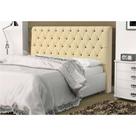 Cabeceira Casal King 195 cm Para Cama Box Lady Napa Bege Botões - DS Estofados Cabeceira Casal King 195 cm Para Cama Box Lady Napa Bege Botões - DS Estofados