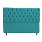 Cabeceira Casal King 195cm Para Cama Box Sofia Suede Azul Turquesa - DS Estofados
