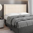 Cabeceira Casal King Cama Box 195cm para Quarto Onix Suede Bege M11 - D'Rossi Cabeceira Casal King Cama Box 195cm para Quarto Onix Suede Bege M11 - D'Rossi