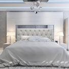 Cabeceira Casal Luna Bege Com Strass 140 X 60 RBL