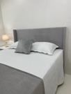 Cabeceira Casal Modelo Liz Até o Chão 140x120cm Cor Cinza Claro Tecido em Linho Cabeceira Casal Modelo Liz Até o Chão 140x120cm Cor Cinza Claro Tecido em Linho