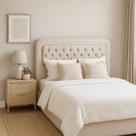 Cabeceira Casal Moderna Cama Box Capitonê Suede Bege 1,40m Cabeceira Casal Moderna Cama Box Capitonê Suede Bege 1,40m