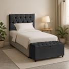 Cabeceira Casal Paris Estofada Painel com Recamier Baú 130cm para Cama Box Preto