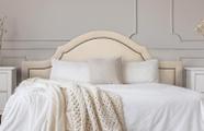 Cabeceira Casal Provençal Luxo 140x60 Suede Off White - Tachas Fumê