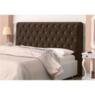 Cabeceira Casal Queen 160 Cm Para Cama Box Lady Napa Marrom Botões Strass - DS Estofados