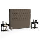 Cabeceira Casal Queen 160cm Cristal Bouclê Marrom e 2 Mesas Laterais Plaza LC1 Preto - Mpozenato