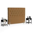 Cabeceira Casal Queen 160cm Cristal Bouclê Mostarda e 2 Mesas Laterais Plaza LC1 Preto - Mpozenato