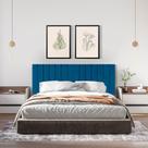 Cabeceira Casal Ripada Palito Suspensa Moderna para Quarto - 140 CM - Azul Suede