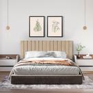 Cabeceira Casal Ripada Palito Suspensa Moderna para Quarto - 140 CM - Bege Suede
