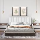 Cabeceira Casal Ripada Palito Suspensa Moderna para Quarto - 140 CM - Branco material sintético