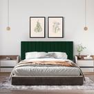 Cabeceira Casal Ripada Palito Suspensa Moderna para Quarto - 140 CM - Verde Musgo Suede