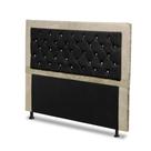 Cabeceira Casal Super King 195cm Para Cama Box Berlim Suede Marfim/Preto - SA Móveis Cabeceira Casal Super King 195cm Para Cama Box Berlim Suede Marfim/Preto - SA Móveis