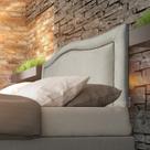 Cabeceira Curvada Lisa Diamond Bege Suede Liso King 195 X 120