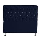 Cabeceira De Cama Box Bella Queen 160 cm Suede Botão Cristal Azul Marinho Eli Móveis e Decoração