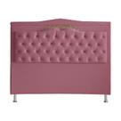 Cabeceira De Cama Box Helena Queen 160 cm Capitonê Retro Botão Encapados Suede Rosa Bebê Eli Móveis