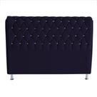 Cabeceira De Cama Box Jully Queen 160 cm Botão Strass Suede Azul Marinho Eli Móveis Cabeceira De Cama Box Jully Queen 160 cm Botão Strass Suede Azul Marinho Eli Móveis