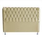Cabeceira De Cama Box Jully Queen 160 cm Botão Strass Suede Bege Eli Móveis