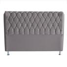 Cabeceira De Cama Box Jully Queen 160 cm Botão Strass Suede Prata Eli Móveis Cabeceira De Cama Box Jully Queen 160 cm Botão Strass Suede Prata Eli Móveis