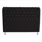 Cabeceira De Cama Box Jully Queen 160 cm Botão Strass Suede Preto Eli Móveis Cabeceira De Cama Box Jully Queen 160 cm Botão Strass Suede Preto Eli Móveis