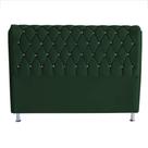 Cabeceira De Cama Box Jully Queen 160 cm Botão Strass Suede Verde Eli Móveis Cabeceira De Cama Box Jully Queen 160 cm Botão Strass Suede Verde Eli Móveis