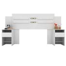 Cabeceira de Casal Acapulco Branco com Mesa de Cabeceira Apoio Quarto