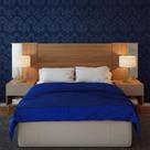 Cabeceira de Casal Extensível King com 2 Mesas de Cabeceira