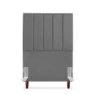 Cabeceira De Solteiro Carla 90 cm Com Frame Em Couro Cinza