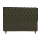 Cabeceira de Suede com Botões Solteiro SRJ Suede Cor Marrom 90 cm