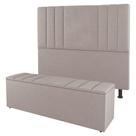 Cabeceira E Baú Cama Box Queen Size Grace 160cm Suede Bege