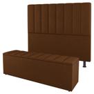 Cabeceira E Baú Cama Box Solteiro Cora 90cm Suede Terracota